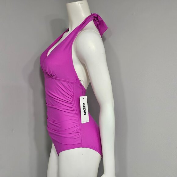 Dkny Tie-Back Halter-Style One-Piece Swimsuit - Picture 3 of 7